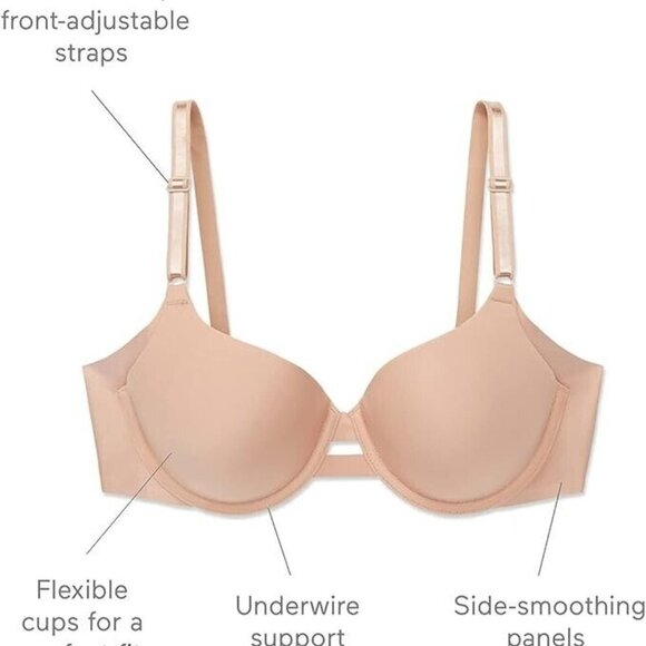 **Warner's** Women's Blissful Benefits Side Smoothing Wire Bra Black - Picture 3 of 7